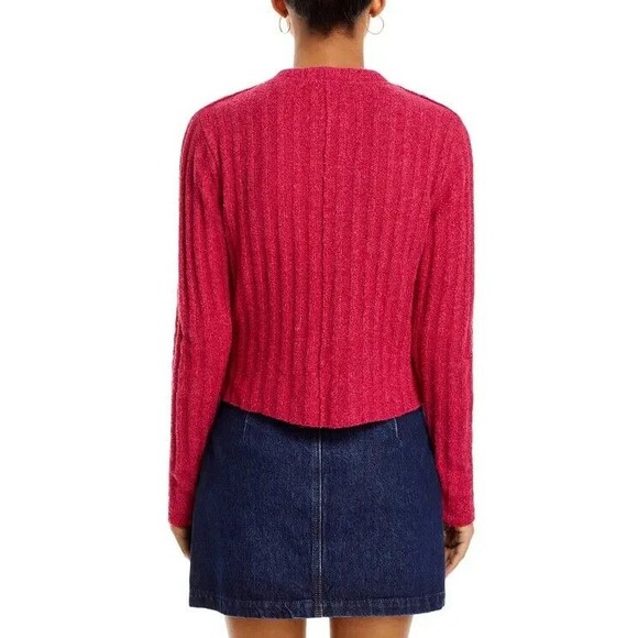 RE/DONE womens Terry Ribbed Cardi Sweater size Large Dragonfruit Cardigan $350 - Picture 2 of 12